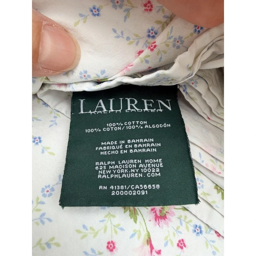 Lauren Ralph Lauren Porcelain Maisy King Sheets Flat Fitted Floral Cotton